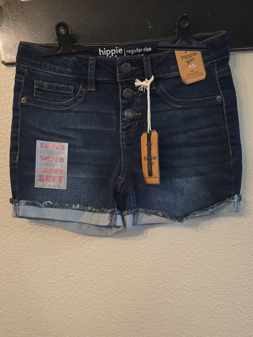 Hippie Girl Dark Blue High-Rise Jean Shorts